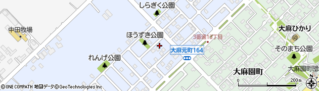 北海道江別市大麻元町168-21周辺の地図