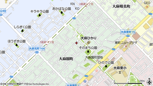 〒069-0851 北海道江別市大麻園町の地図
