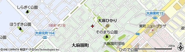 北海道江別市大麻園町周辺の地図
