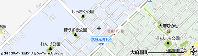 北海道江別市大麻元町164-38周辺の地図