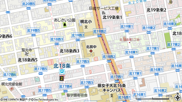 〒001-0018 北海道札幌市北区北十八条西２丁目の地図