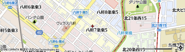 北海道札幌市西区八軒７条東5丁目周辺の地図