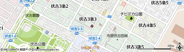 北海道札幌市東区伏古３条周辺の地図
