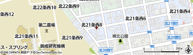 北海道札幌市北区北２１条西周辺の地図