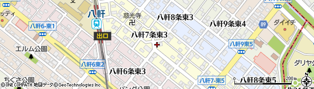 北海道札幌市西区八軒７条東周辺の地図