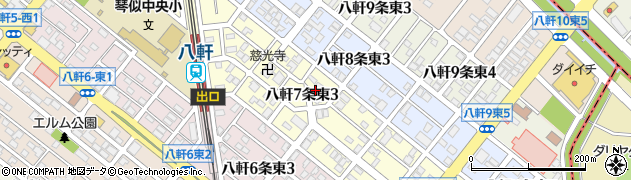 北海道札幌市西区八軒７条東3丁目周辺の地図