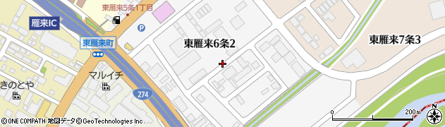 北海道札幌市東区東雁来６条周辺の地図
