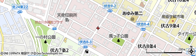 北海道札幌市東区伏古８条周辺の地図