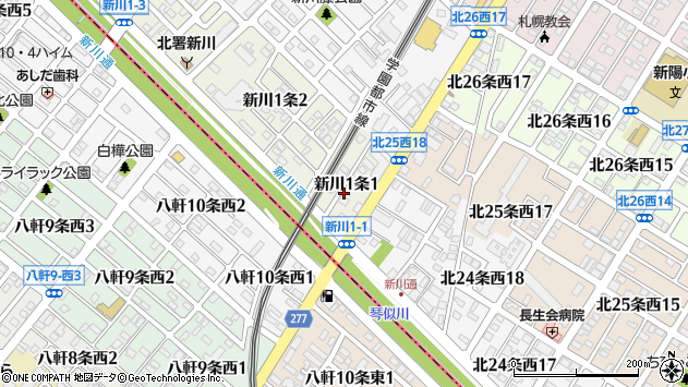 〒001-0921 北海道札幌市北区新川一条の地図
