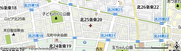 北海道札幌市東区北２５条東20丁目周辺の地図