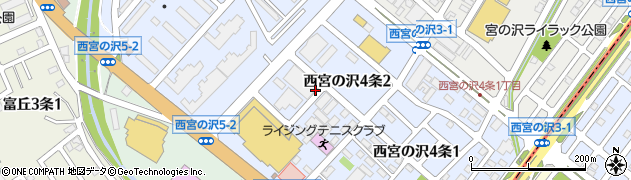 北海道札幌市手稲区西宮の沢４条周辺の地図