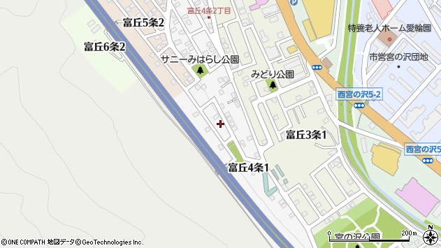 〒006-0014 北海道札幌市手稲区富丘四条の地図