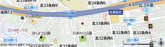北海道札幌市北区北３３条西周辺の地図