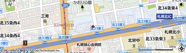 遠藤葬礼社北３４条アクセスホール周辺の地図