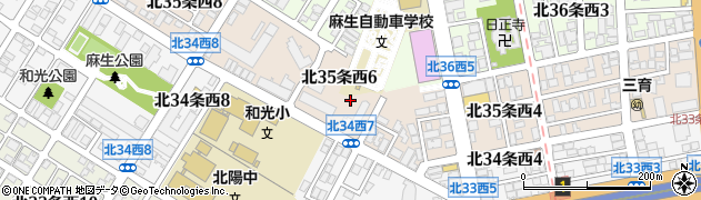 北海道札幌市北区北３５条西周辺の地図