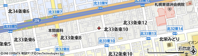 北海道札幌市東区北３３条東周辺の地図