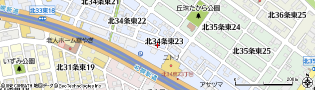 北海道札幌市東区北３４条東周辺の地図