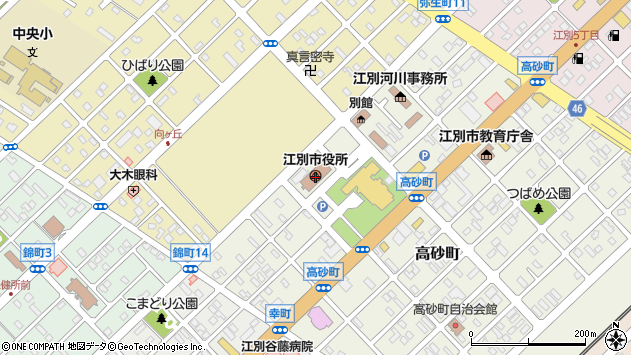 〒067-0000 北海道江別市（以下に掲載がない場合）の地図