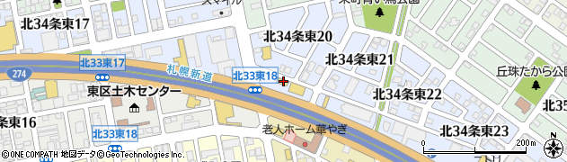 ローソン札幌北３４東二十丁目店周辺の地図