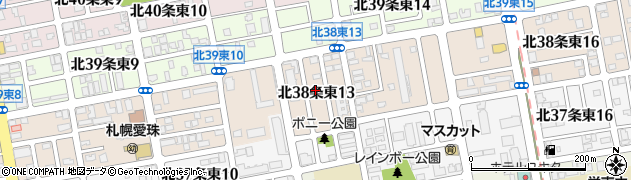 北海道札幌市東区北３８条東周辺の地図