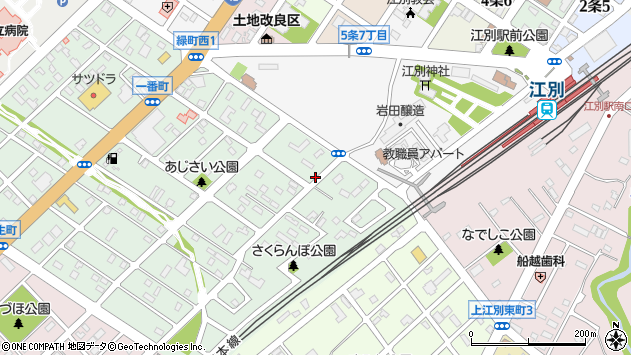 〒067-0072 北海道江別市一番町の地図