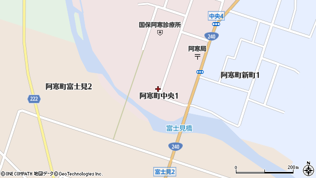 〒085-0215 北海道釧路市阿寒町中央の地図