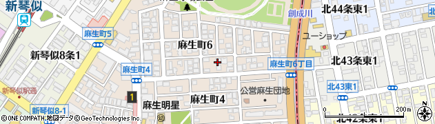 北海道札幌市北区麻生町周辺の地図