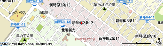 北海道札幌市北区新琴似２条12丁目周辺の地図