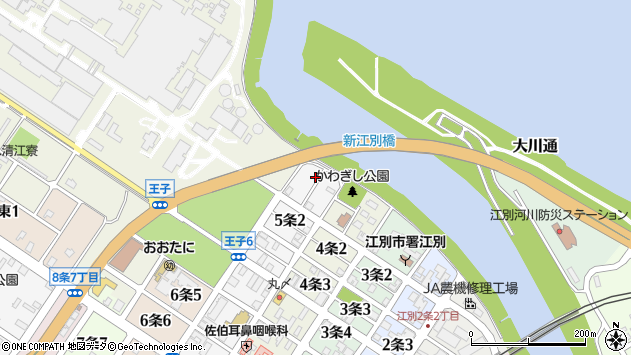 〒067-0015 北海道江別市５条の地図