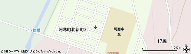 北海道釧路市阿寒町北新町周辺の地図