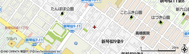 北海道札幌市北区新琴似９条周辺の地図