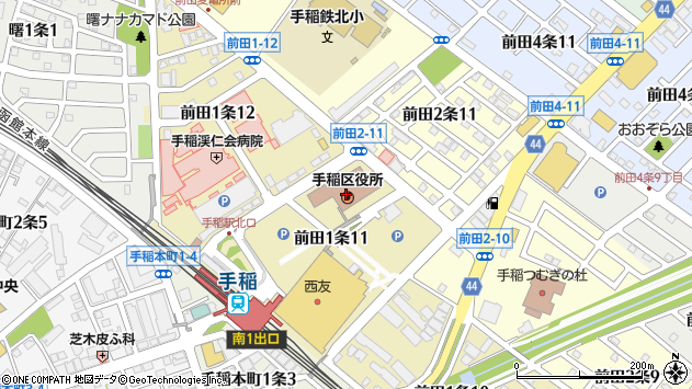 〒006-0000 北海道札幌市手稲区（以下に掲載がない場合）の地図