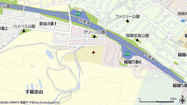 〒006-0039 北海道札幌市手稲区手稲稲穂の地図