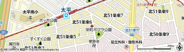 北海道札幌市東区北５１条東周辺の地図
