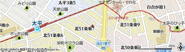 北海道札幌市東区北５１条東7丁目周辺の地図