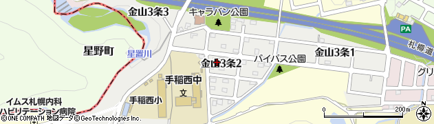 北海道札幌市手稲区金山３条周辺の地図