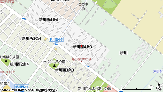 〒001-0934 北海道札幌市北区新川西四条の地図