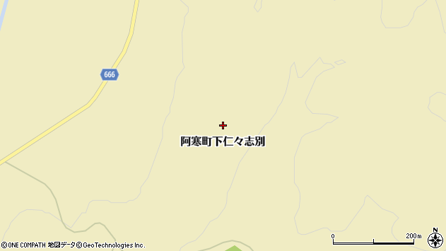 〒085-0204 北海道釧路市阿寒町下仁々志別の地図