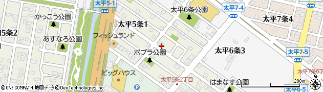 北海道札幌市北区太平５条周辺の地図