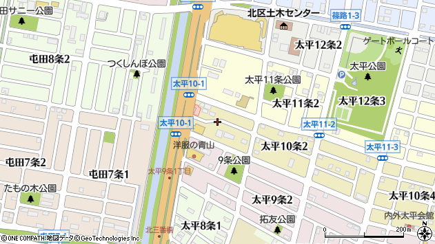 〒002-8010 北海道札幌市北区太平十条の地図