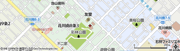石狩市役所　花川南児童館周辺の地図