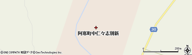 北海道釧路市阿寒町中仁々志別新周辺の地図