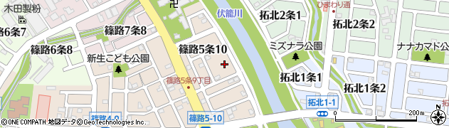 篠路川あい公園周辺の地図