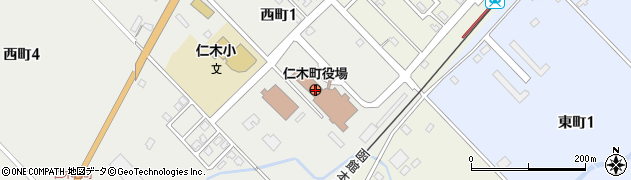 仁木町役場　住民課周辺の地図