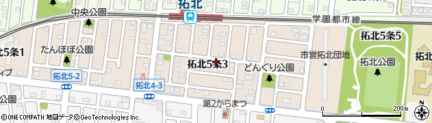 北海道札幌市北区拓北５条周辺の地図