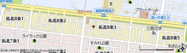 北海道札幌市北区拓北８条周辺の地図