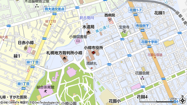 〒047-0000 北海道小樽市（以下に掲載がない場合）の地図