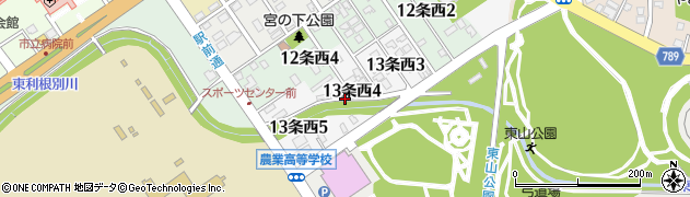 北海道岩見沢市１３条西周辺の地図
