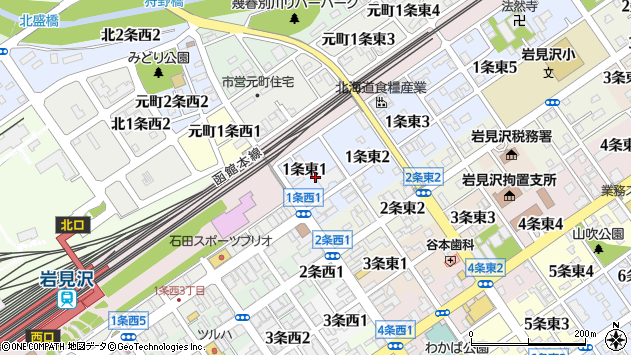 〒068-0001 北海道岩見沢市一条東の地図