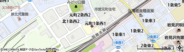 北海道岩見沢市元町１条西周辺の地図